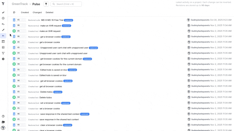 Testomat.io - Pulse Activity Tabs